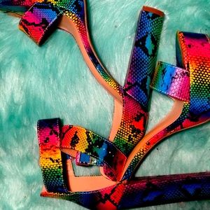 Rainbow snake skin heels